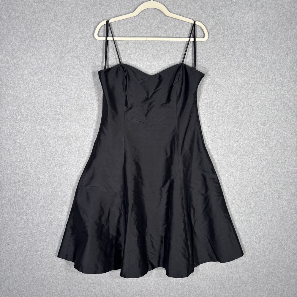 LRL Ralph Lauren Silk Dress Size 10 Black Taffeta‎ Party Cocktail LBD Evening